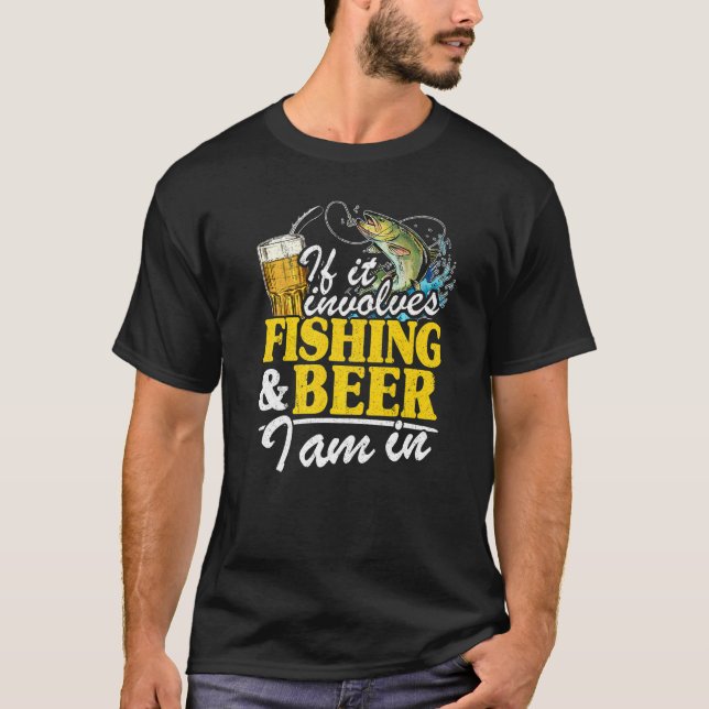 Camiseta Se Envolve Pesca E Cerveja Eu Estou Dentro Pescado (Frente)