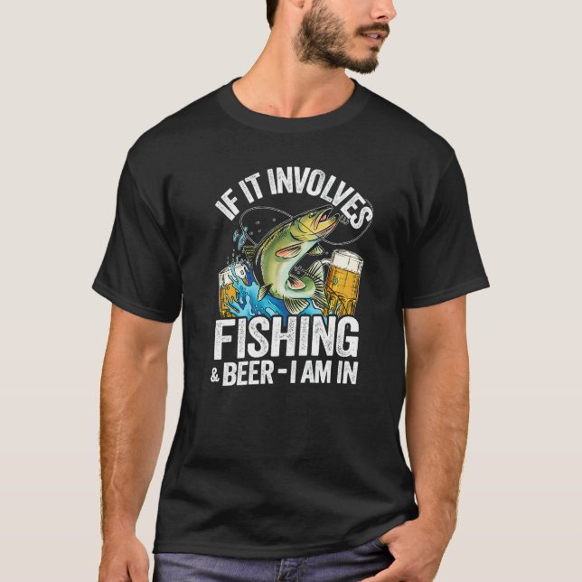 Camiseta Se Envolve Pesca e Cerveja Eu Estou Dentro Pescado (Frente)