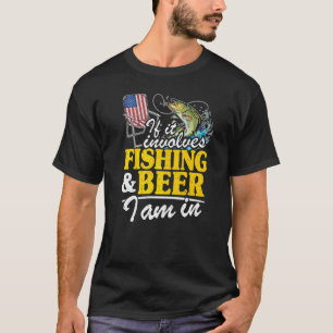 Camiseta Se Envolve Pesca e Cerveja Eu Estou na Bandeira Am