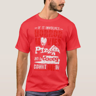 Camiseta Se envolver filmes de terror PIZZA e um sofá TSh