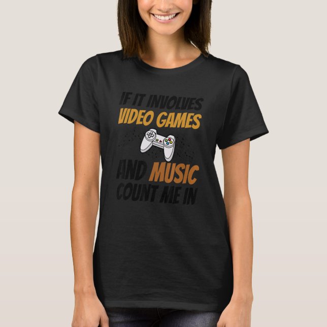 Camiseta Se Envolver Videos games E Música Conte-Me Em V (Frente)