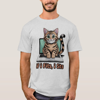 Camiseta Se Eu Couber, Eu Sento Presente de Gato Engraçado