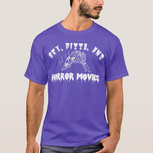 Camiseta Se pizza e filmes de terror para fã de fi (Frente)
