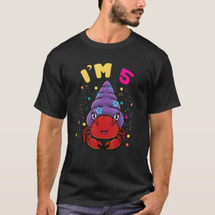 Camiseta Sea Animal Im 5 Hermit Caranguejo 5 Aniversário