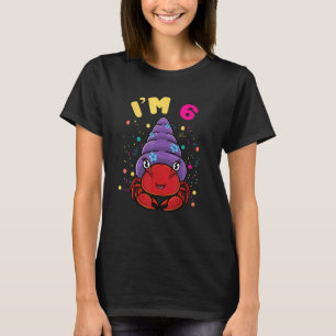 Camiseta Sea Animal Im 6 Hermit Caranguejo 6 Aniversário