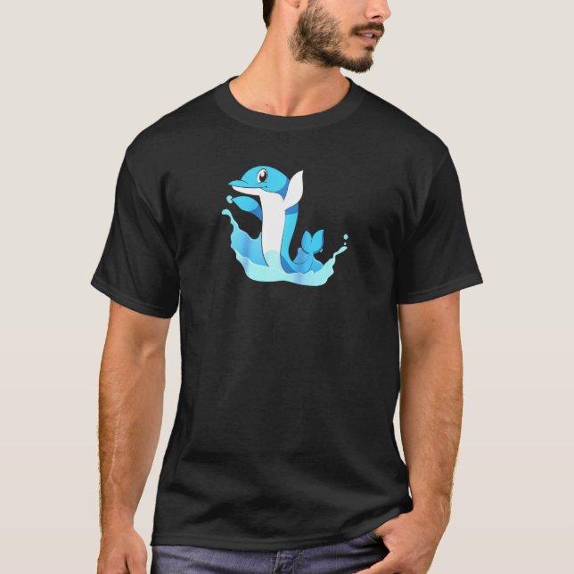 Camiseta Sea Animal Waves Ocean Dolphin Raglan Beball Tee (Frente)
