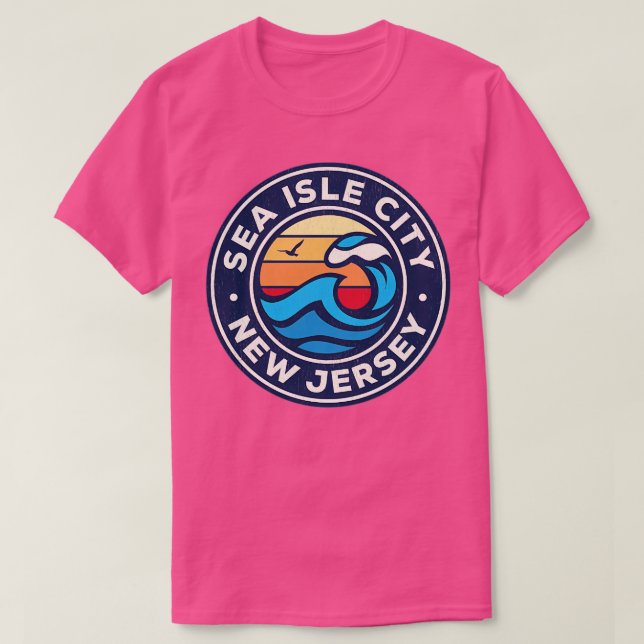 Camiseta Sea Isle City New Jersey Nj Ondas Náuticas 12 (Frente do Design)