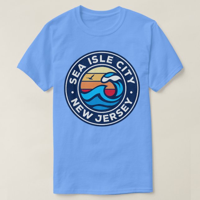 Camiseta Sea Isle City New Jersey Nj Ondas Náuticas 2 (Frente do Design)