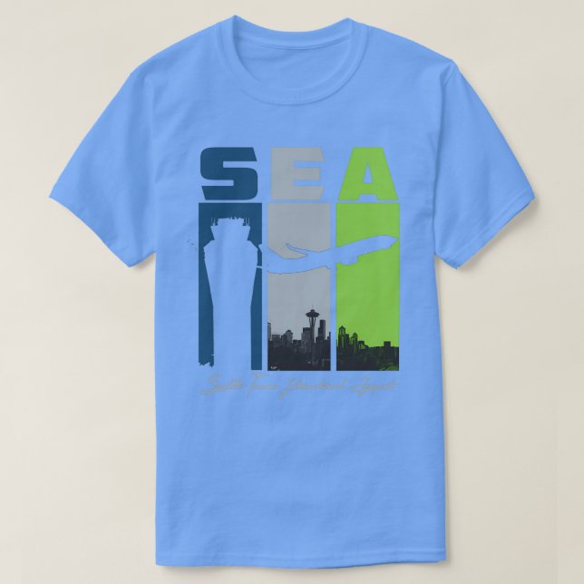Camiseta SEA Seattle Tacoma Aeroporto Internacional Mar Tac (Frente do Design)