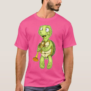 Camiseta Sea Turtle Jogador de Trompete Kids Music Orchestr