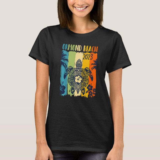 Camiseta Sea Turtle Retro Ormond Beach Flórida Vacat (Frente)