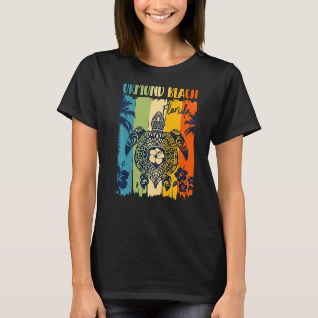 Camiseta Sea Turtle Retro Ormond Beach Flórida Vacat (Frente)