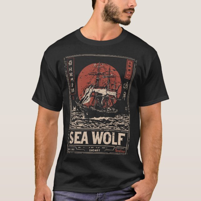 Camiseta Sea Wolf Vintage Navio Design (Frente)