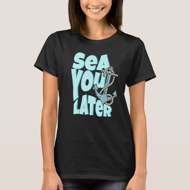 Camiseta Sea You Posterior Summer Cruise Family Trip Barco  (Frente)