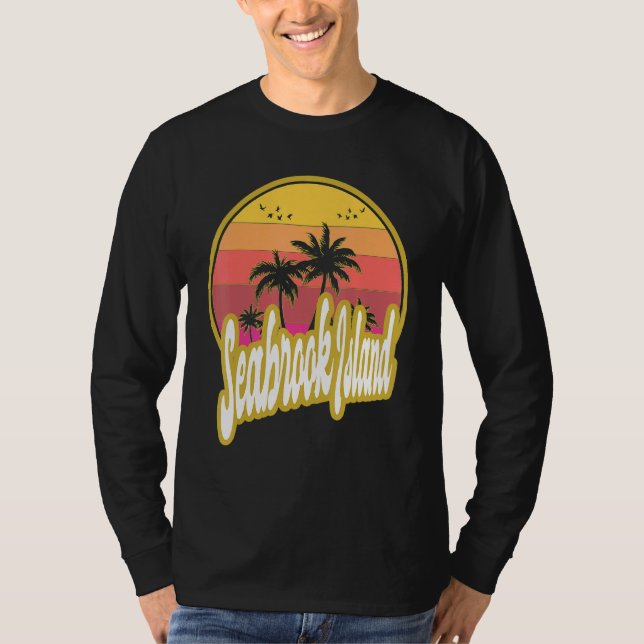Camiseta Seabrook Island Beach retro sunset (Frente)