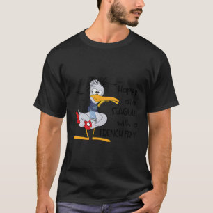 Camiseta Seagull Cita Feliz Como Uma Gaivota Com Um Franco