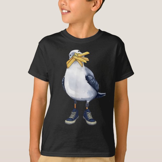 Camiseta Seagull Com Fries E Tênis Divertidos.png (Frente)