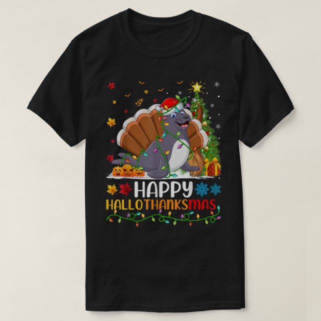 Camiseta Seal Animal Lover Funny Happy Seal HelloThanksMas  (Frente do Design)