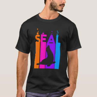 Camiseta Seal Animal Rainbow Bubble With Silhouette