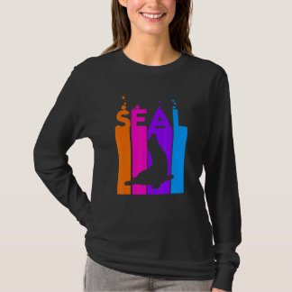 Camiseta Seal Animal Rainbow Bubble With Silhouette
