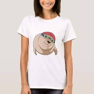 Camiseta Seal at Swimming with Swimming goggles