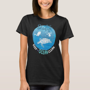 Camiseta Sealife Mantenha As Tartarugas Limpas Do Oceano Ár