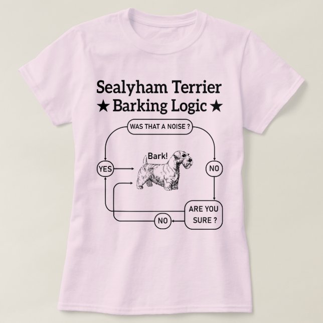 Camiseta Sealyham Terrier Barking Logic Engraçado Cachorro  (Frente do Design)