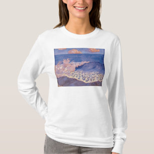 Camiseta Seascape azul, efeito da onda, c.1893