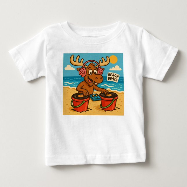 Camiseta Seashell DJ – Beach Beats para Crianças (Frente)