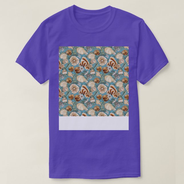Camiseta Seashell Seamless Patterno Sea Shell Clam Beach Se (Frente do Design)