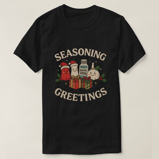 Camiseta Seasoning Greetings Funny Chef Christmas Design (Frente do Design)