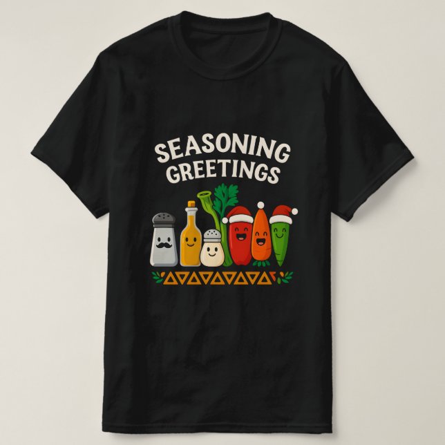 Camiseta Seasoning Greetings Funny Chef Christmas Design (Frente do Design)