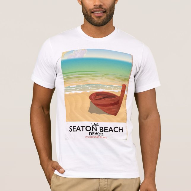Camiseta Seaton Beach Devon vintage poster (Frente)