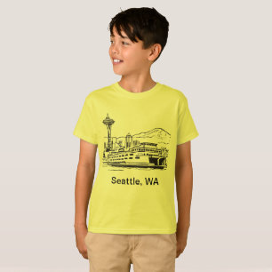 Camiseta Seattle Ferry Washington State Kid's Line Art