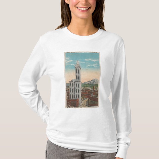 Camiseta Seattle, opinião da torre de WASmith & Monte (Frente)