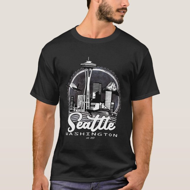 Camiseta Seattle Pacific Northwest Emerald City Space-Needl (Frente)