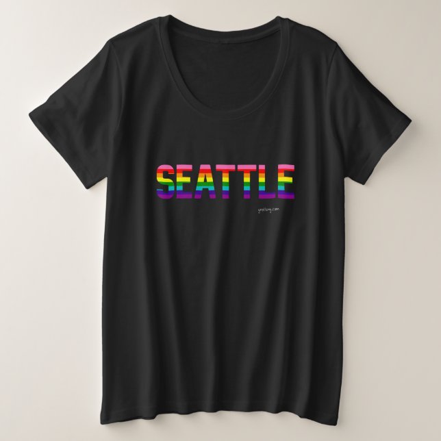 Camiseta Seattle Pride | Sinalizador arco-íris (Frente do Design)