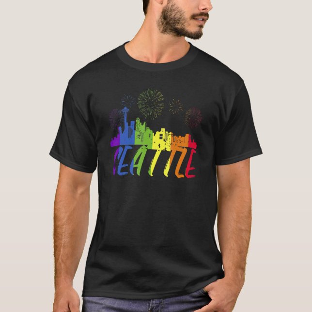 Camiseta Seattle Pride Skyline Pride Parade Seattle (Frente)