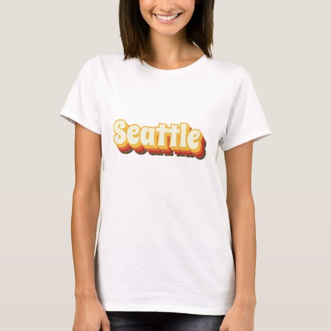 Camiseta Seattle Retro Vintage Texto (Frente)