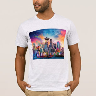 Camiseta Seattle Skyline Grafite Art