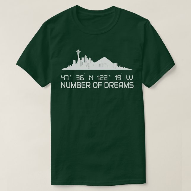 Camiseta Seattle Skyline Silhouette GPS Coordenadas Cidade (Frente do Design)