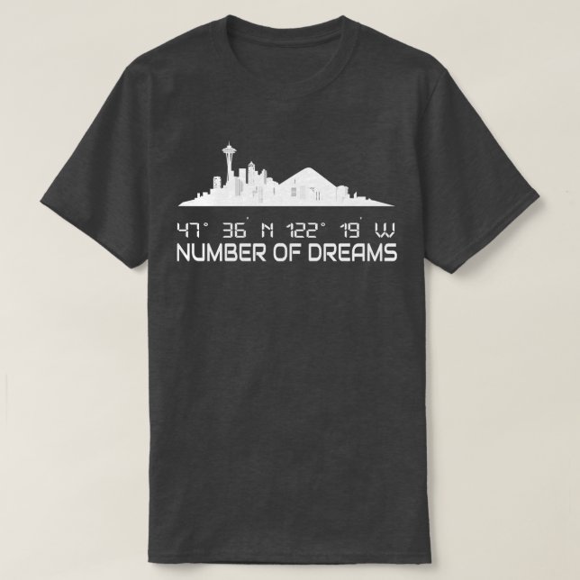 Camiseta Seattle Skyline Silhouette GPS Coordenadas Cidade (Frente do Design)