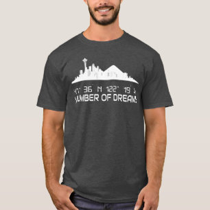 Camiseta Seattle Skyline Silhouette GPS Coordenadas Cidade