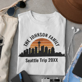 Camiseta Seattle Skyline Sunset Férias Personalizadas da Fa