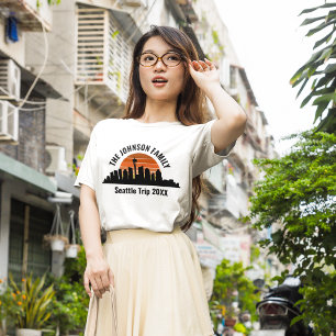 Camiseta Seattle Skyline Sunset Férias Personalizadas para