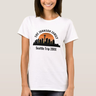 Camiseta Seattle Skyline Sunset Férias Personalizadas para 