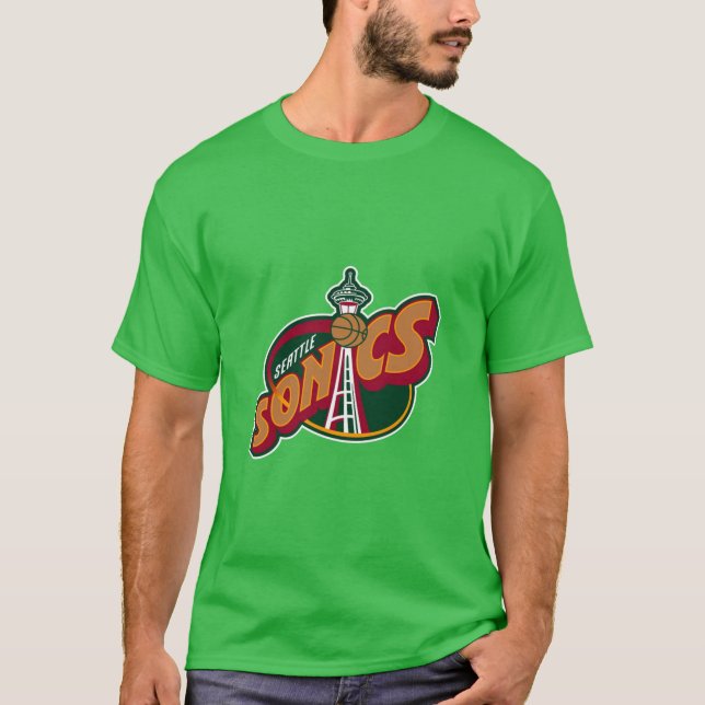 Camiseta Seattle Supersonics Classic Design T- (Frente)