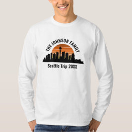 Camiseta Seattle Trip Skyline Sunset Custom Long Sleeve