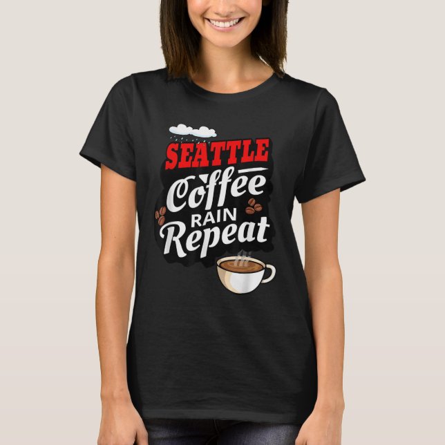 Camiseta Seattle Washington Estado Café Drinker Chuva (Frente)
