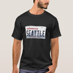 Camiseta Seattle Washington Estado Placa de Licença de Bair
